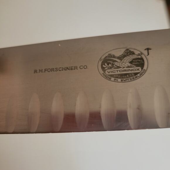 Vintage R.H.Forschner Victorinox 12" Slicing Knife w/ Granton Edge wooden handle - Picture 4 of 11